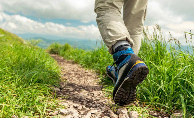 A man walking on a mountain