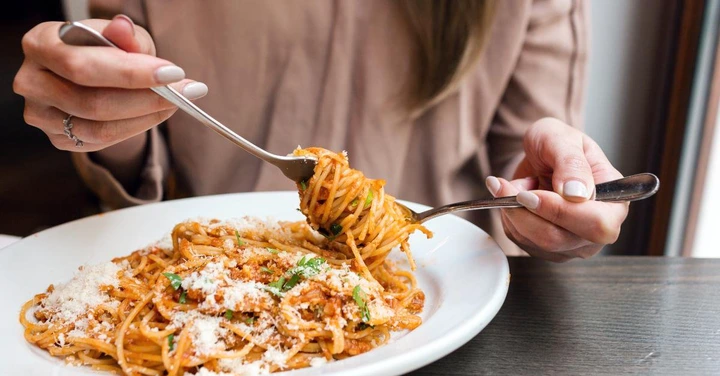 spaghetti Bolognese around a fork
