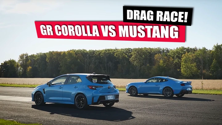 2024 Toyota Motor Corporation GR Corolla Goes Head To Head With A 2024 Ford Mustang In A Drag Race