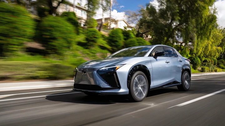 2024 Lexus RZ 450e Premium Ether Front Angle Driving