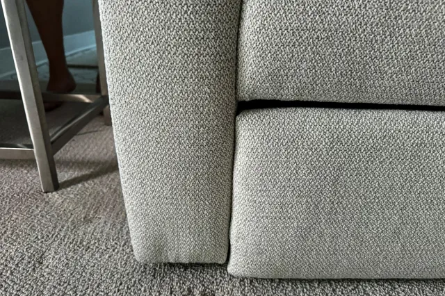 A close-up of the texture of the fabric on the Room & Board 90 Inch Pop-Up Platform Queen Sleeper Oxford Sectional