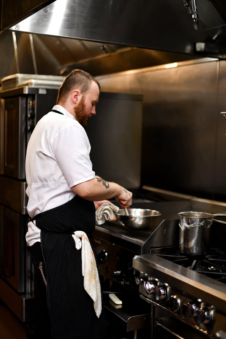 Chef Nathan Wester cooking at Cunard Tavern