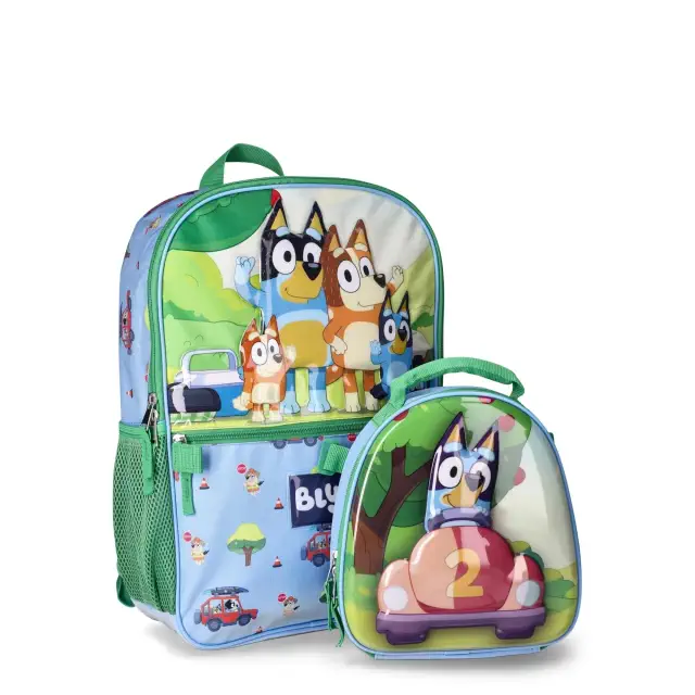 Backpack and lunchbox set featuring cartoon dogs from a popular children&#x27;s show. Ideal for school or travel