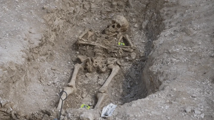 Bournemouth University A skeleton in a grave in Dorset