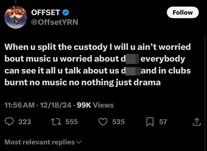 Cardi B and Offset engage in a playful exchange on X.