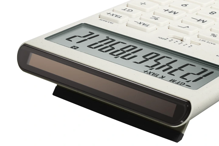 A close-up photo of the solar panel on the top edge of the Casio Comfy JT-200T calculator.