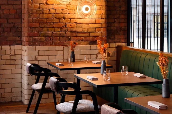 Interiors at Skof reference Manchester's industrial heritage and the chef's upbringing in the Lake District