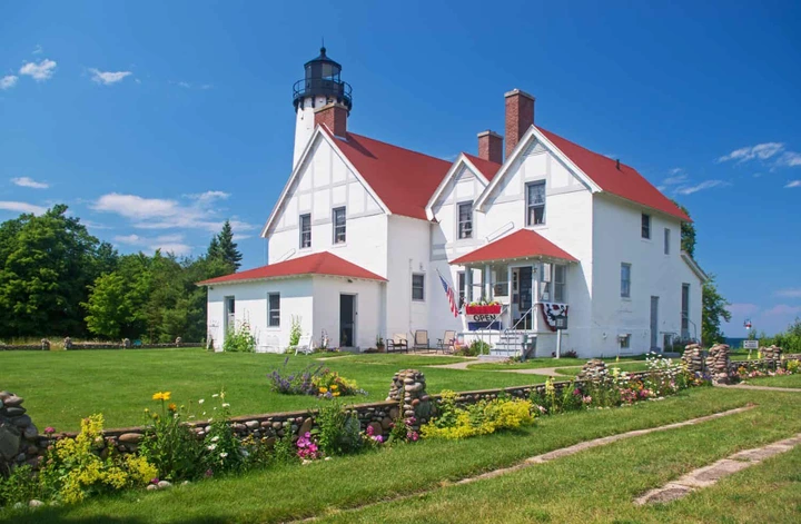 Iroquois Point Lighthouse on Lake Superior near Brimley, MI .