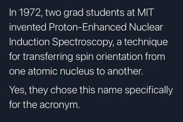 Science meme about MIT students inventing a technique named for a humorous acronym in 1972.