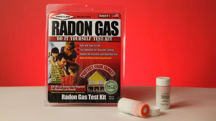 A photo of a radon gas test kit.