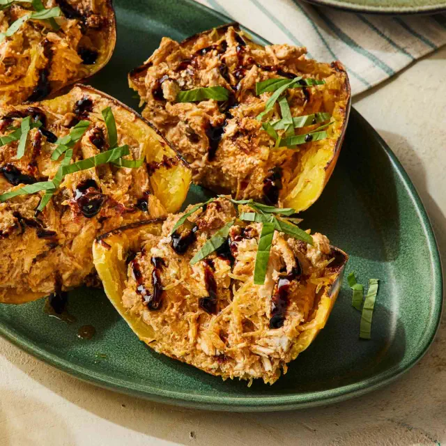 an image of the Marry Me Chicken Stuffed Spaghetti Squash