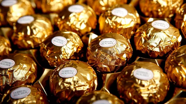 Fererro Rocher chocolates, produced by Ferrero SpA, sit arranged for a photograph in London, U.K., on Monday, Dec.7, 2009. Hershey Co. and Nestle SA have been in contact about a possible bid for Cadbury Plc that may challenge an offer by Kraft Foods Inc., said two people familiar with the talks. Photographer: Jason Adlen/Bloomberg via Getty Images