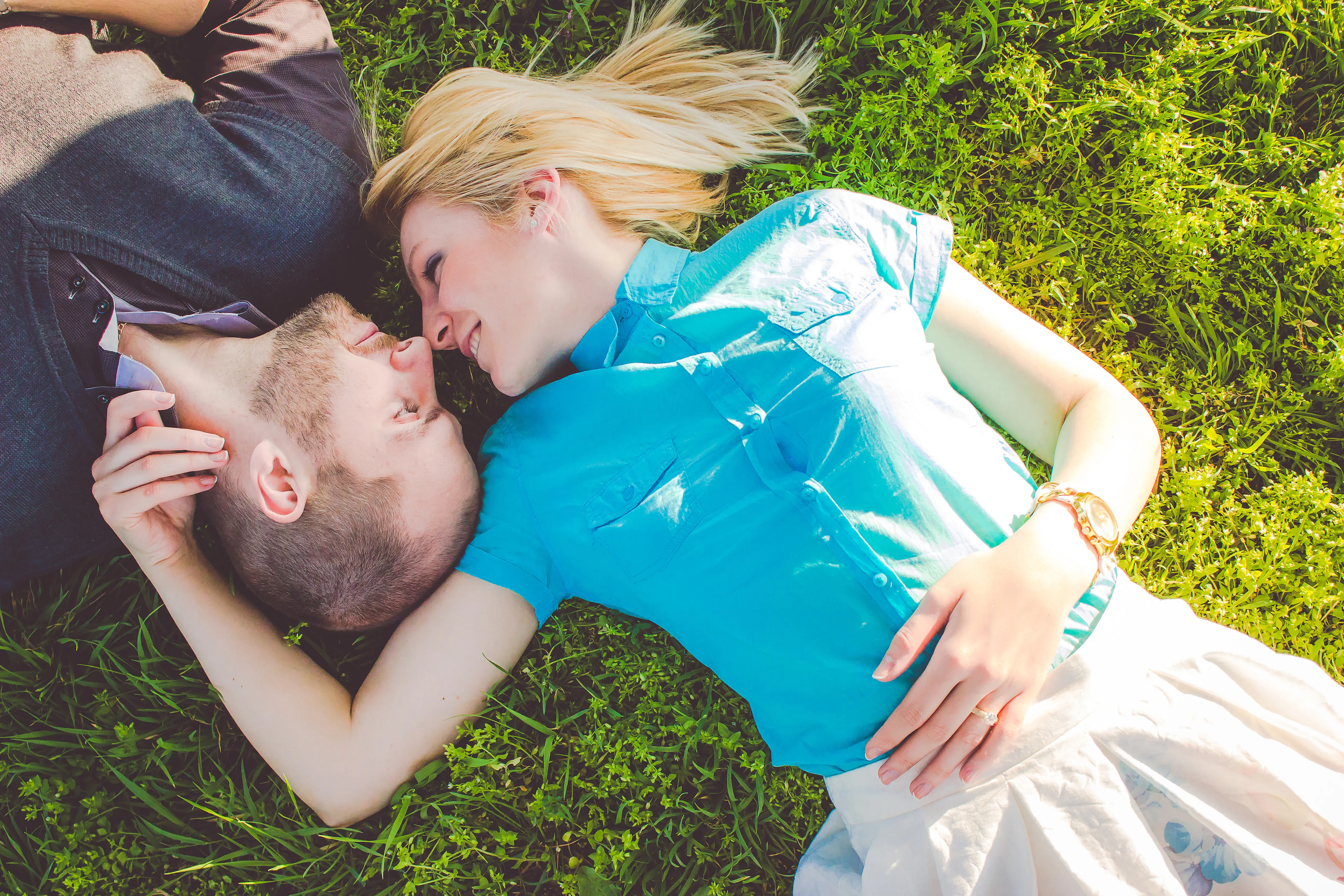 Couple staring into each others eyes. 