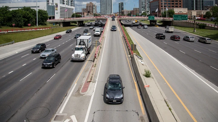 highway view with traffic